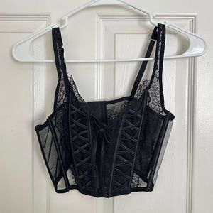 Victorias Secret lace up corset, black
